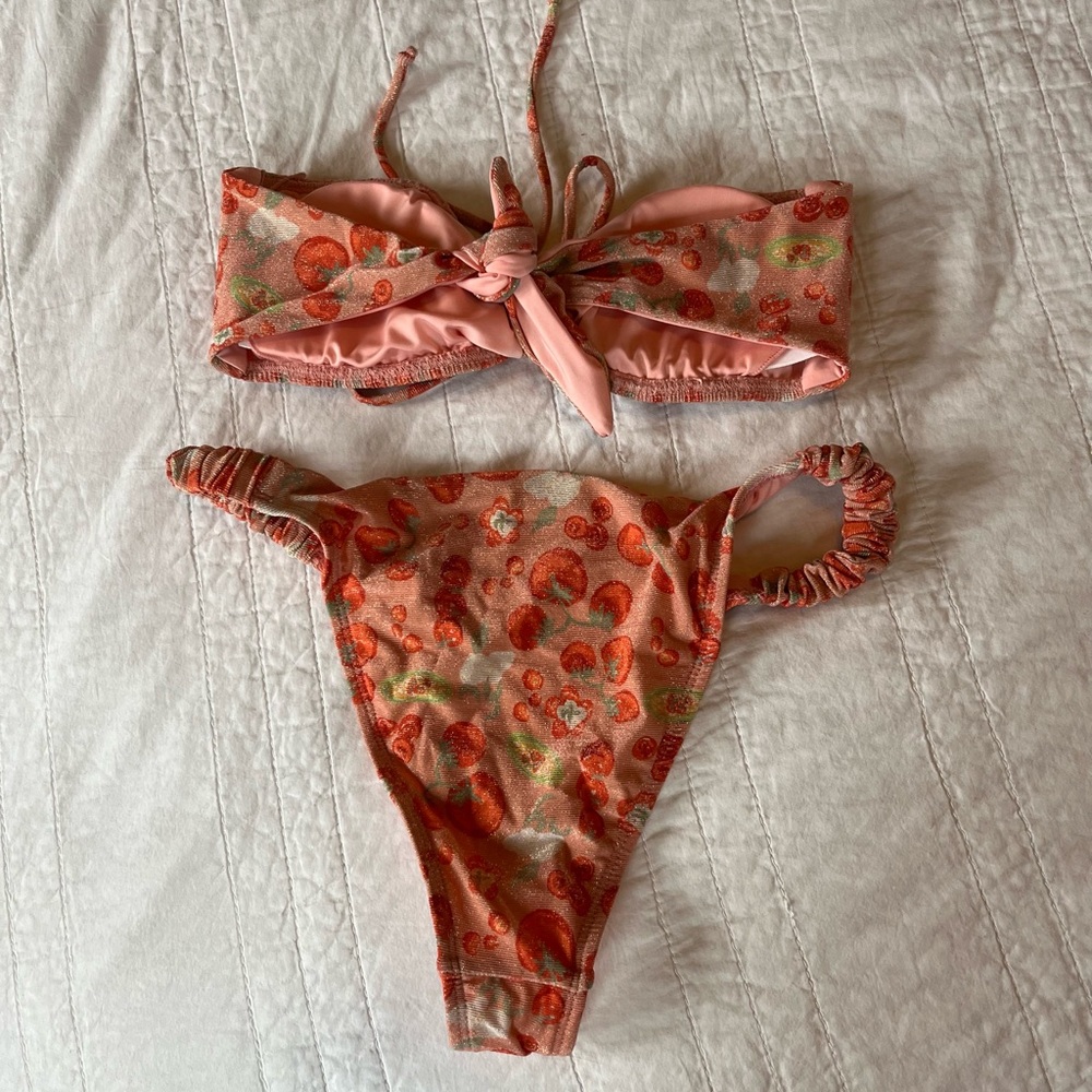 Dippin' Daisy's Shimmery Pomodoro Bandeau Bikini Set - Picture 7 of 10